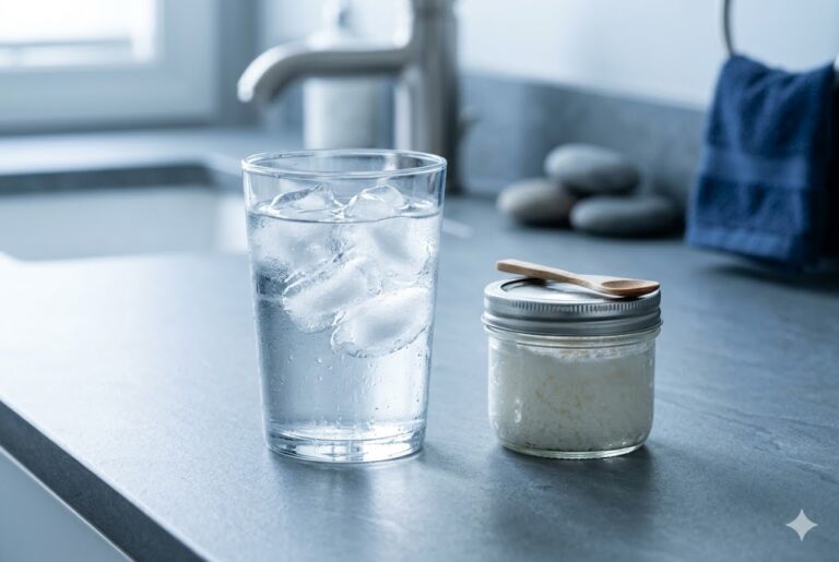 Kaltes Wasser und Kökosöl