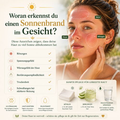Woran erkennst du einen Sonnenbrand im Gesicht?