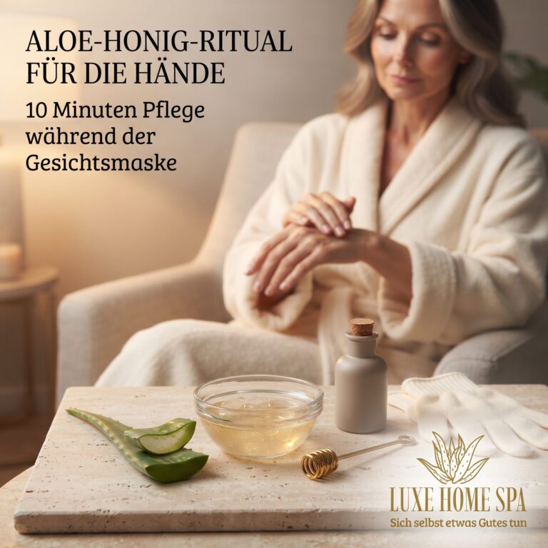 Aloe-Honig-Handpackung mit Aloe Vera Gelly und Pflanzenöl für gepflegte Hände