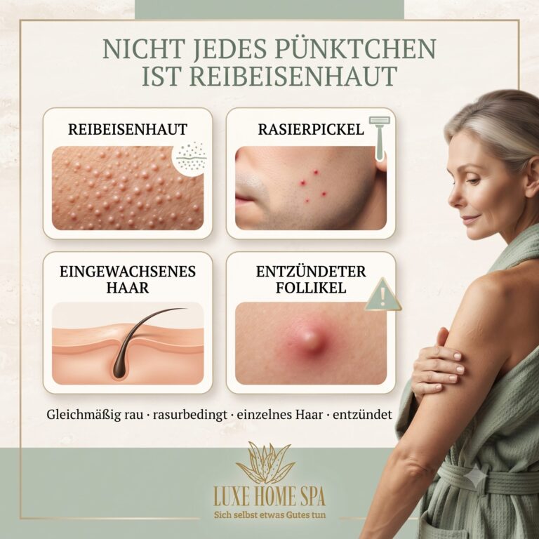 Vergleich von Reibeisenhaut, Rasierpickeln, eingewachsenen Haaren und Follikelentzündung